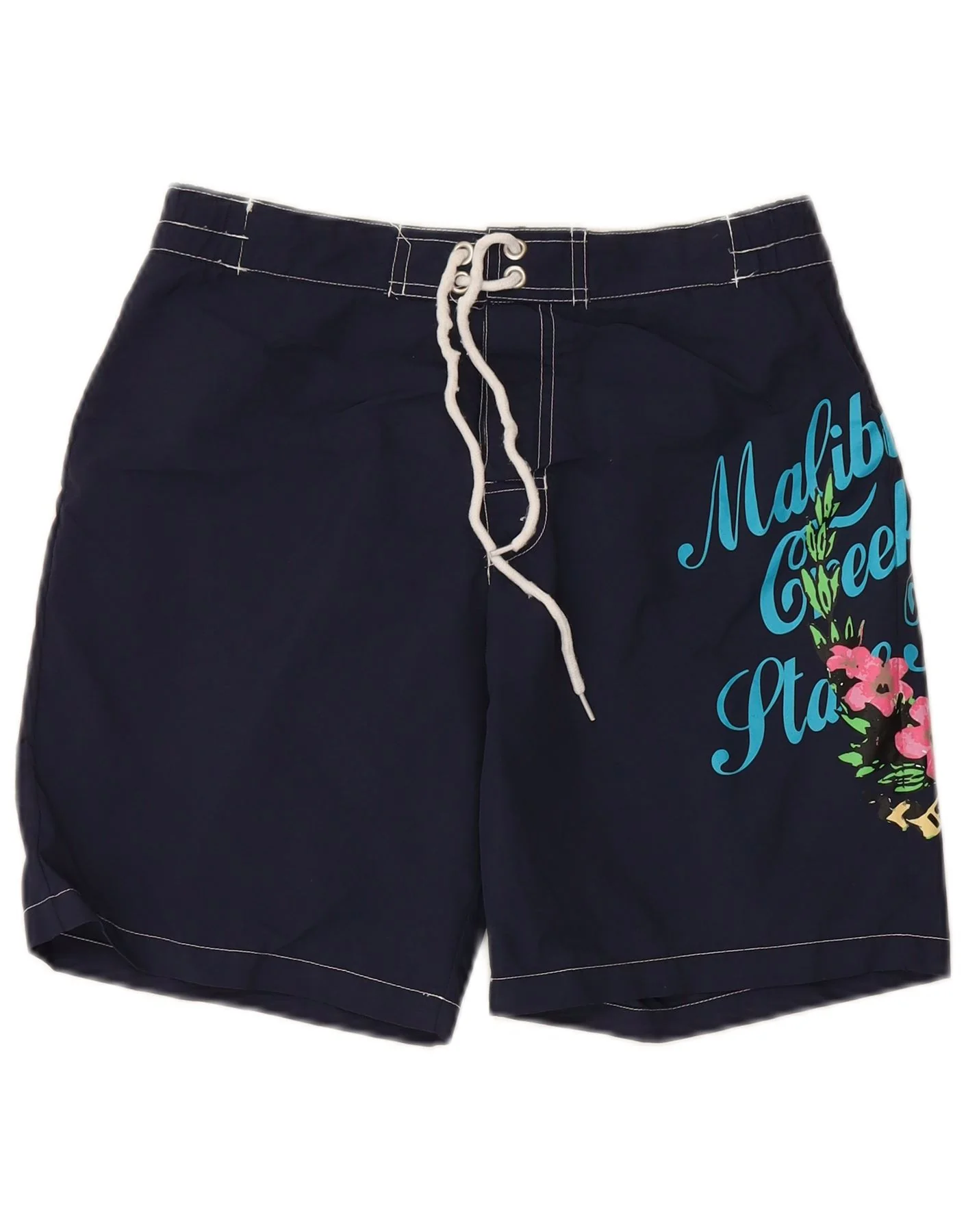 SPALDING Bañador corto con estampado floral para hombre, talla pequeña, azul marino - Imagen 2