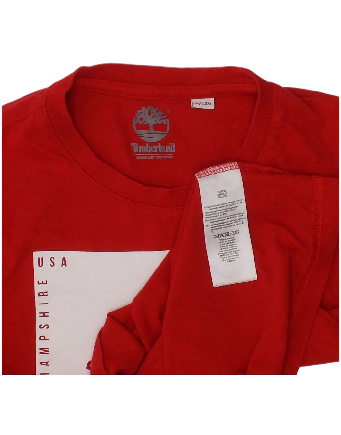 TIMBERLAND Boys Graphic Top Long Sleeve 7-8 Years Red Cotton - Imagen 6