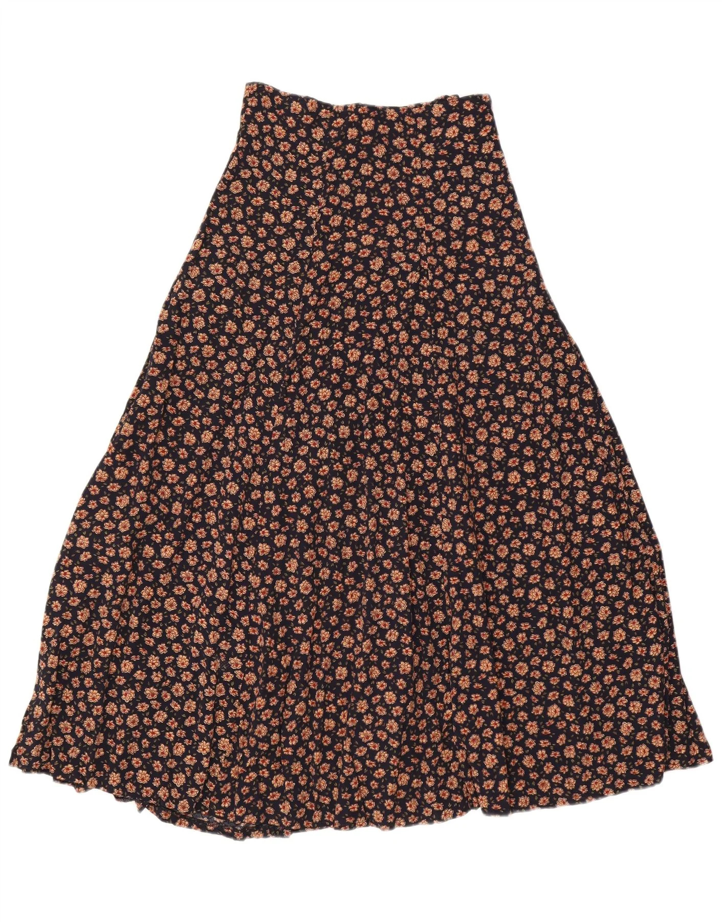 VINTAGE Womens Maxi Skirt W26 Small Navy Blue Floral - Imagen 2