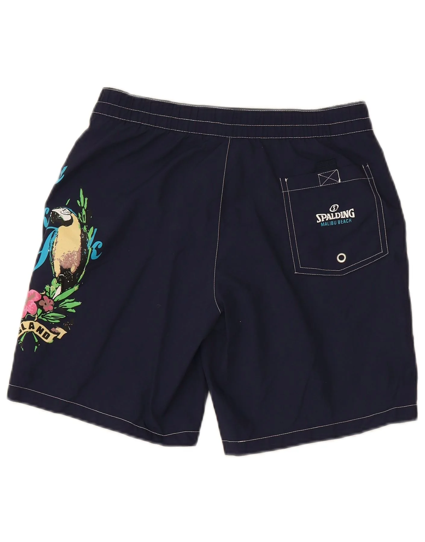 SPALDING Bañador corto con estampado floral para hombre, talla pequeña, azul marino - Imagen 3