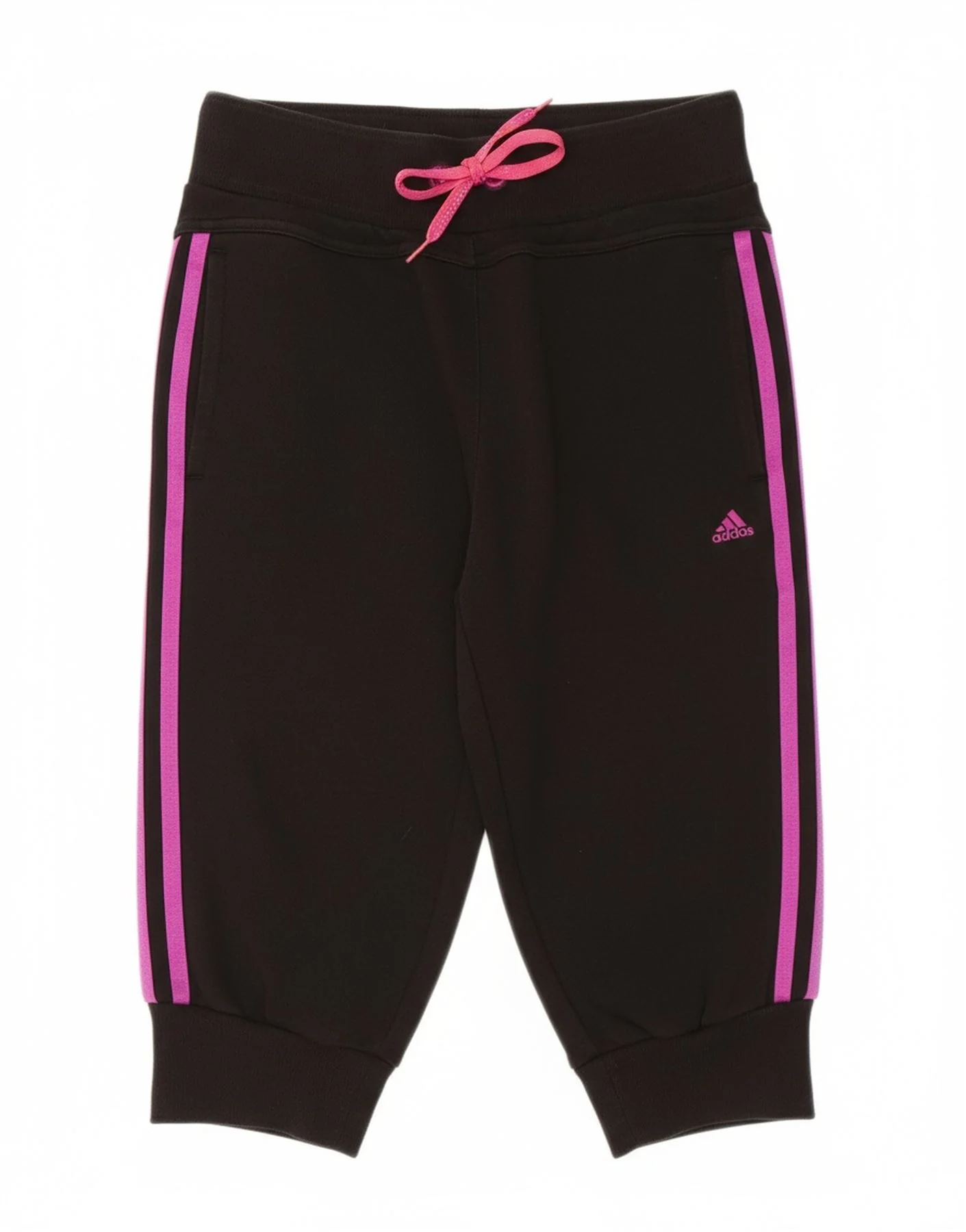 ADIDAS Girls Capri Tracksuit Trousers Joggers 13-14 Years Black Sports