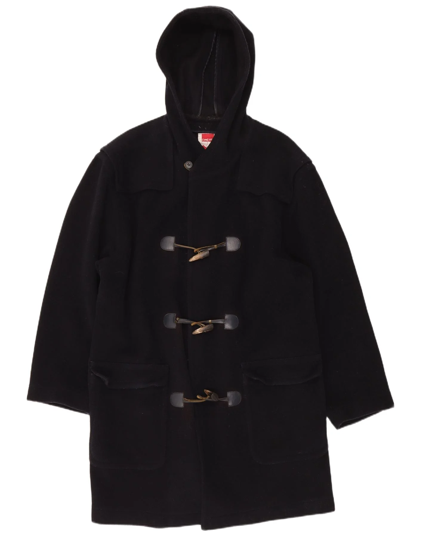 VINTAGE Mens Hooded Duffle Coat IT 52 XL Navy Blue - Imagen 3