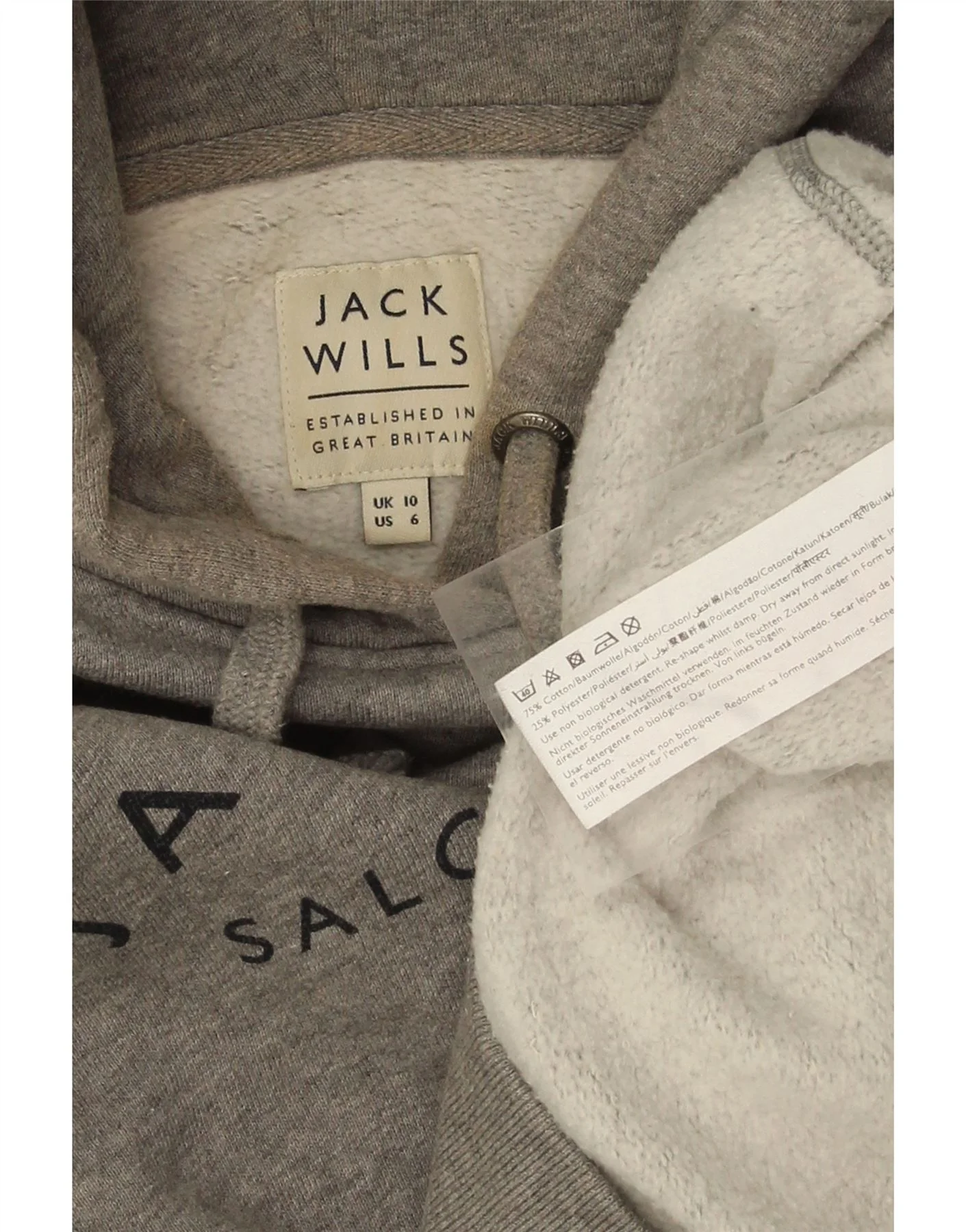 JACK WILLS Sudadera con capucha Salcombe Devon para mujer, talla 10 (Reino Unido), gris - Imagen 6