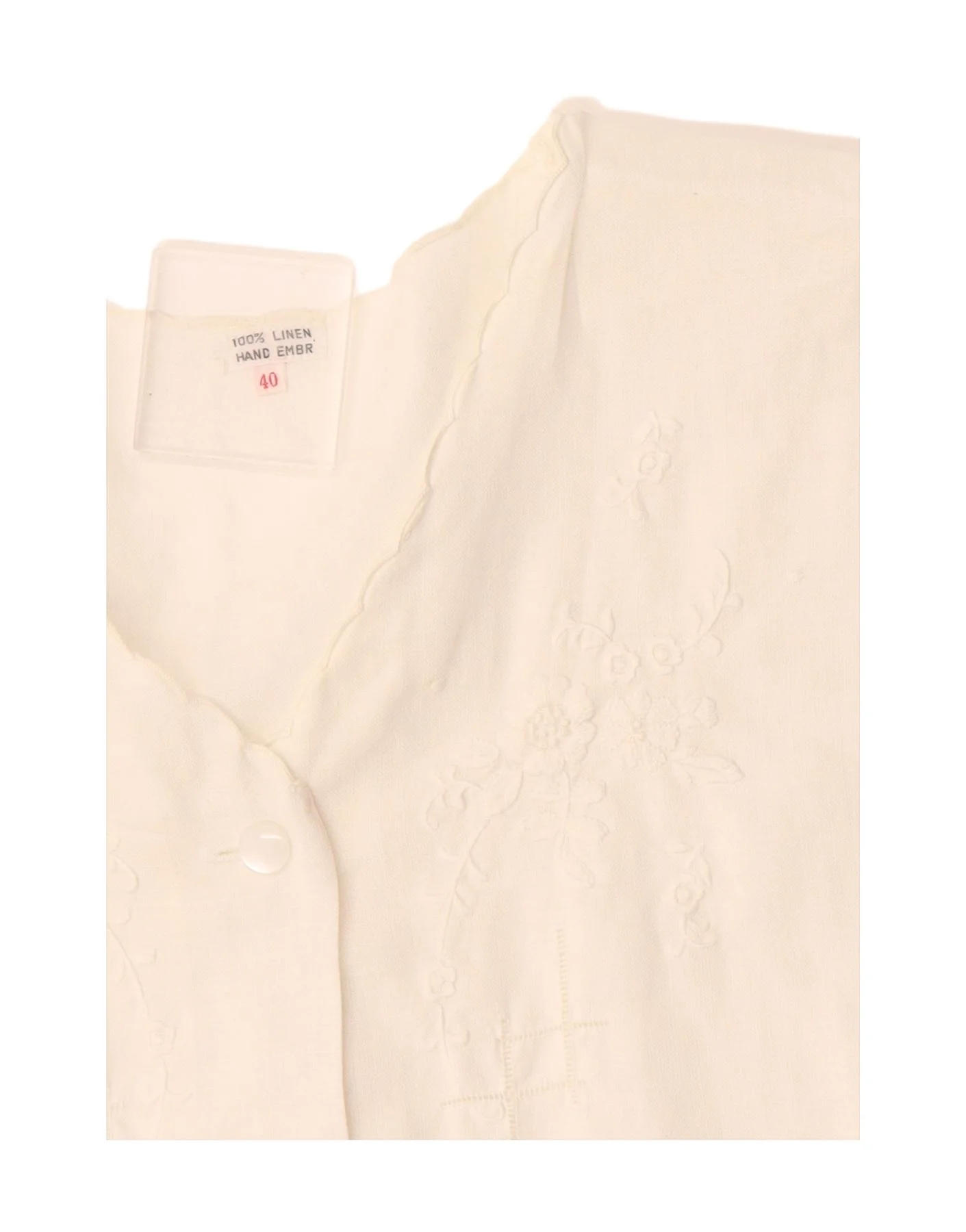VINTAGE Womens Loose Fit Blouse Top EU 40 Medium White Floral Classic - Imagen 5