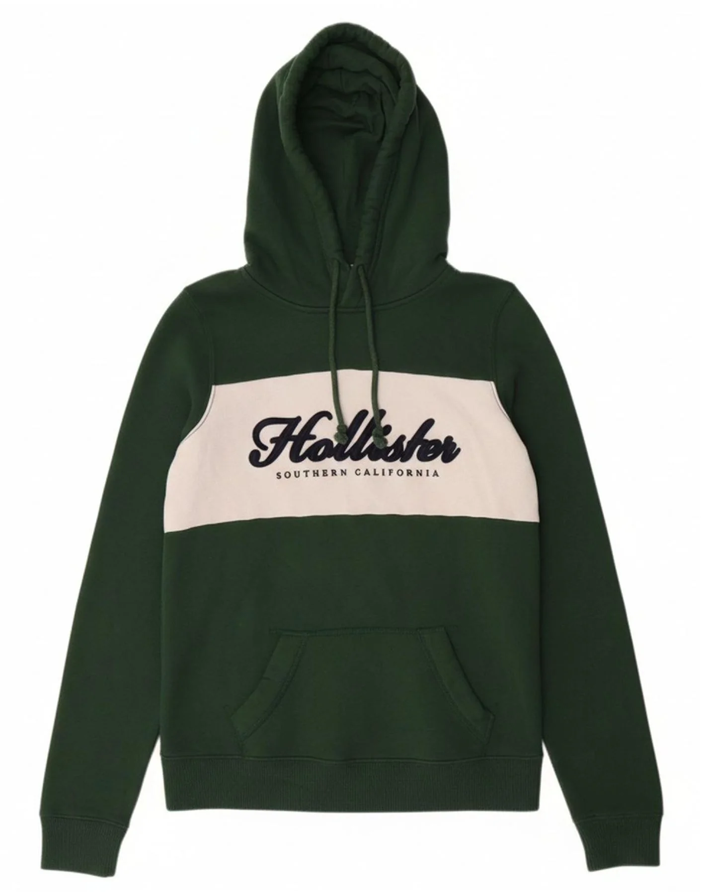 HOLLISTER Womens Graphic Hoodie Jumper UK 6 XS Green Colourblock