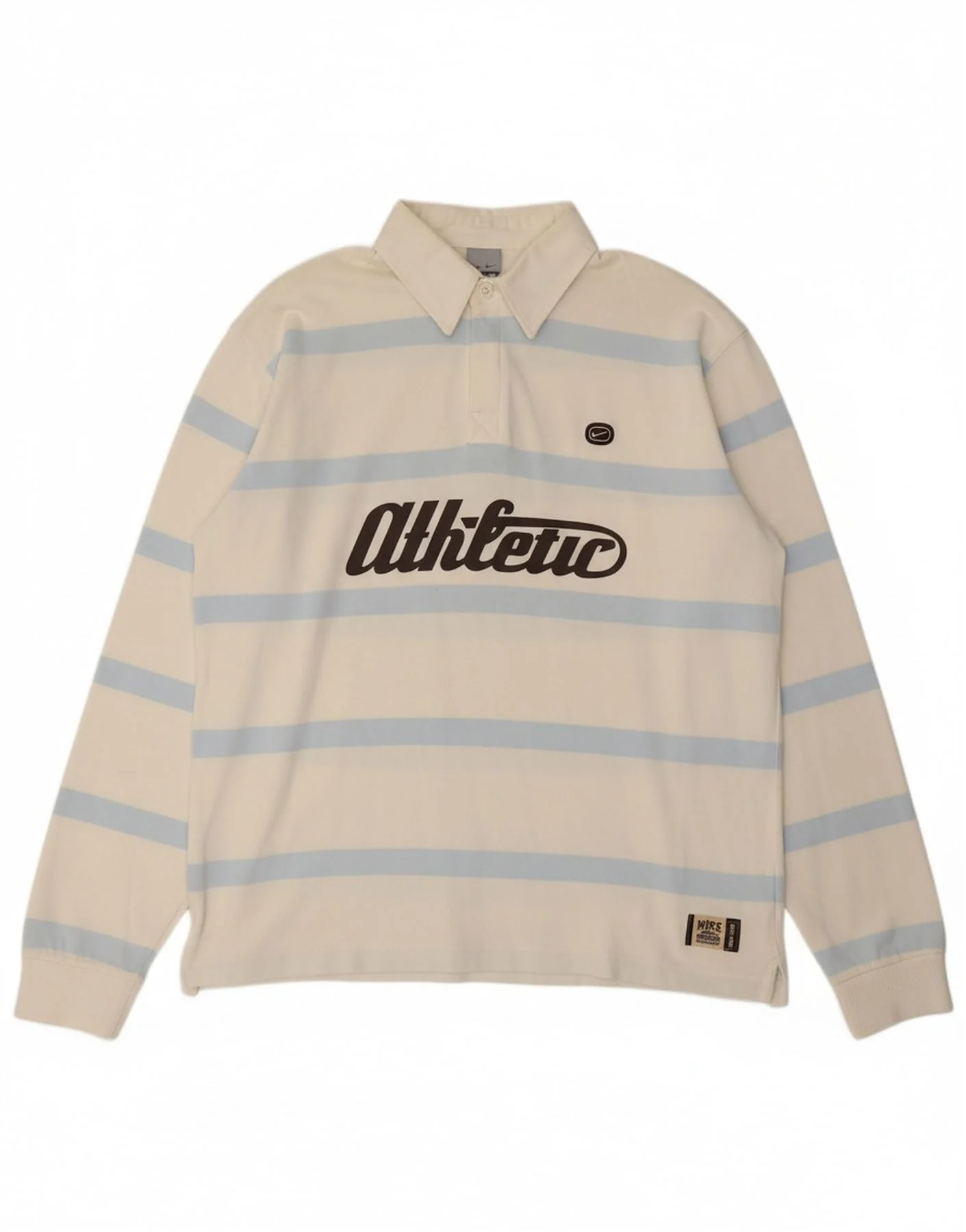 Polo de manga larga con gráfico NIKE para hombre, talla 42/44 del Reino Unido, blanco, a rayas