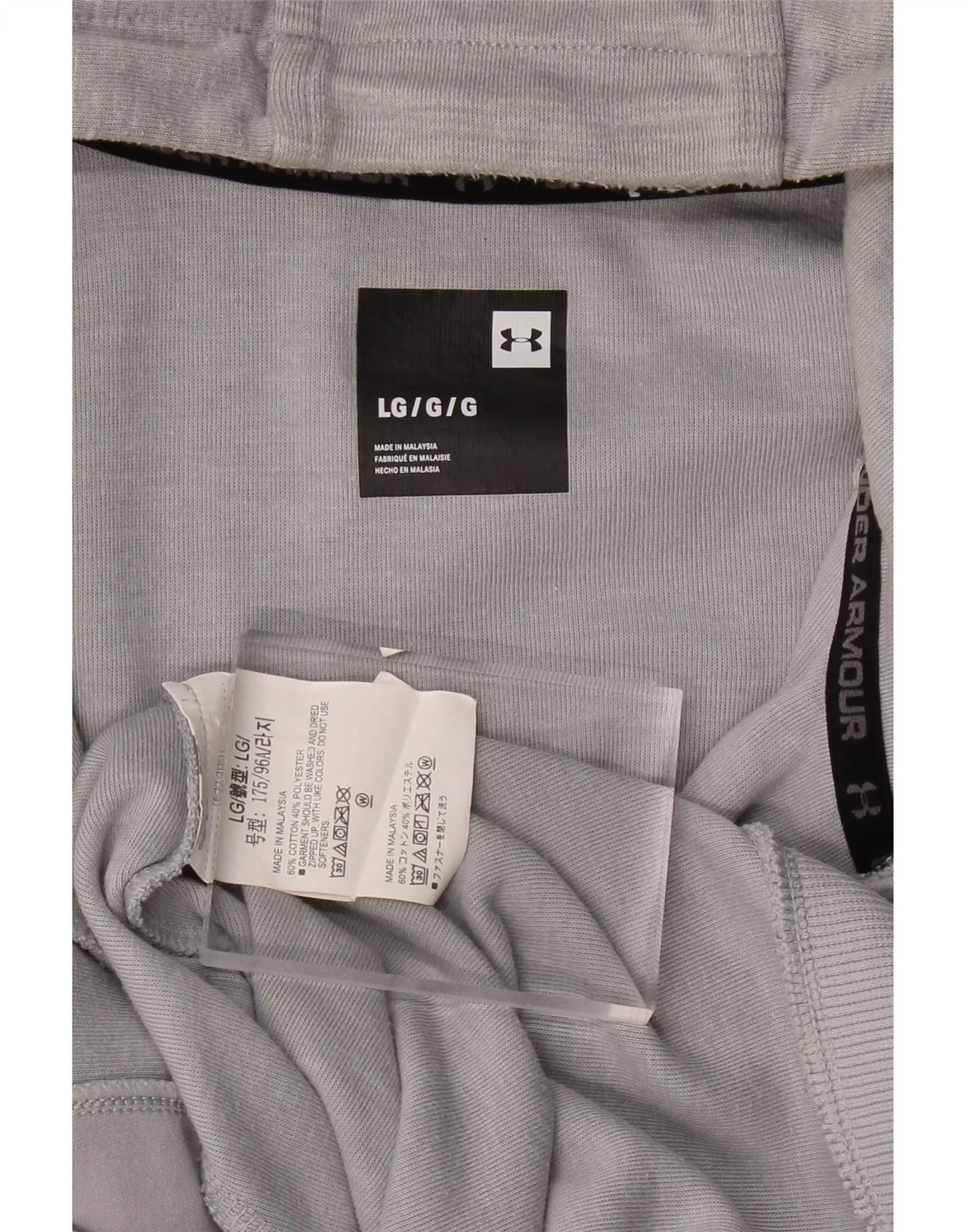 UNDER ARMOUR Sudadera con capucha y cremallera para hombre, talla grande, algodón gris - Imagen 5