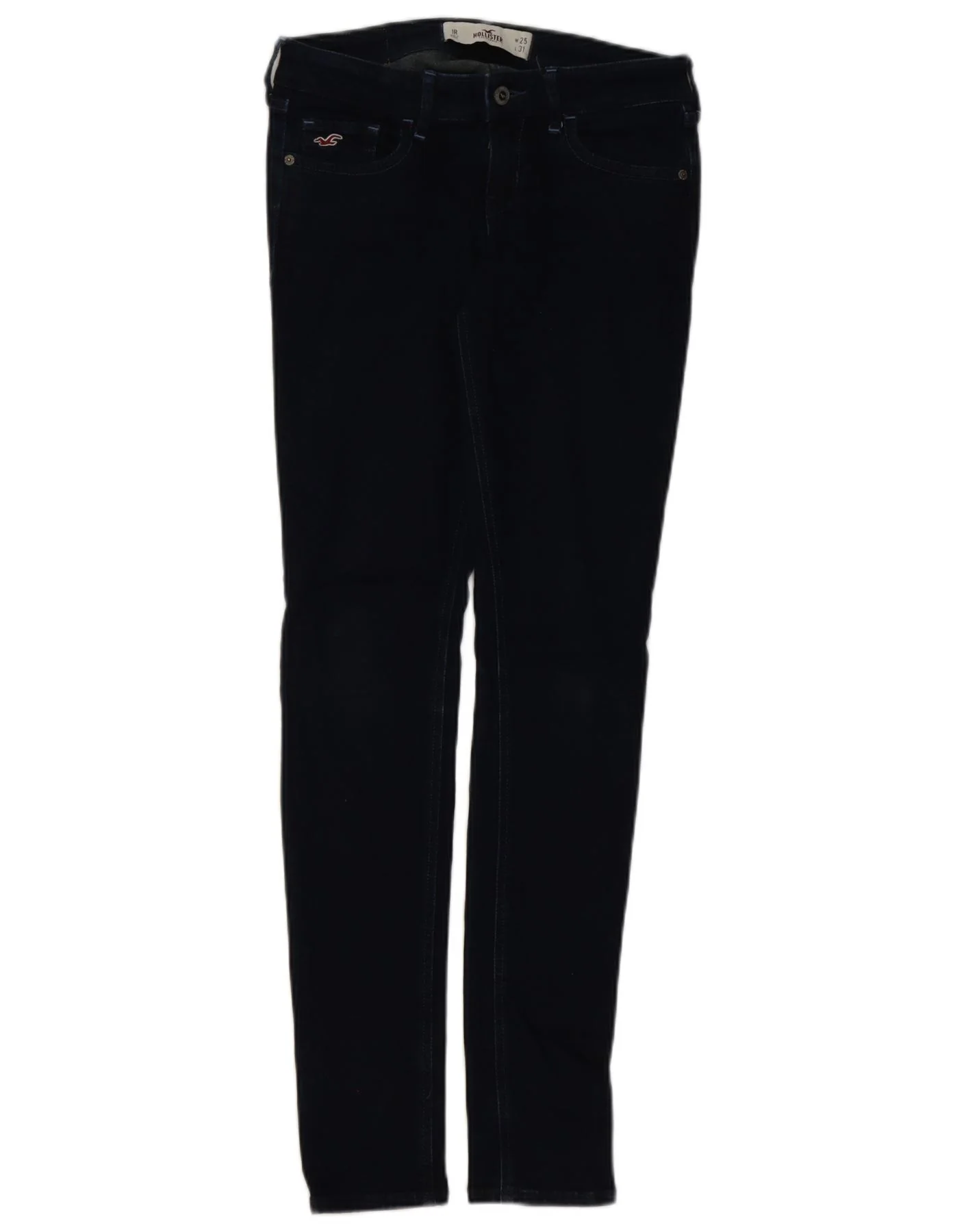 HOLLISTER Womens Mid Rise Skinny Jeans US 1 XS W25 L31 Navy Blue Cotton - Imagen 3